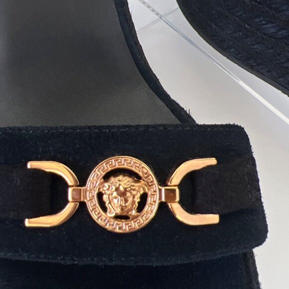 Versace Medusa ‘95 Black Espadrilles Women Wedge Sandals Size IT39.5 US9 - Picture 6 of 13